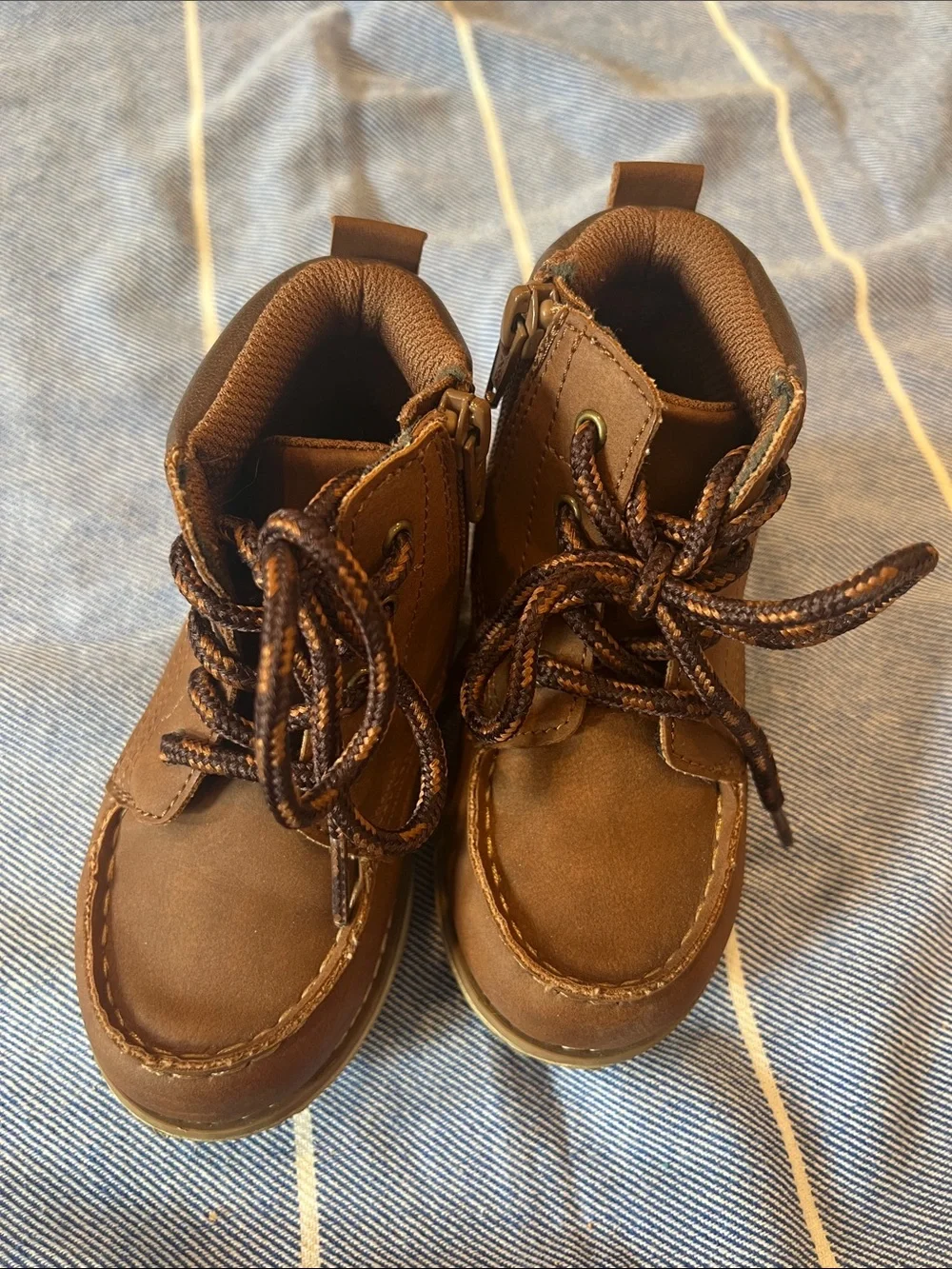 Brown Toddler Lace-Up Ankle Boots - Classic Casual